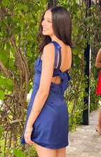 Akira Navy Tie Mini Dress